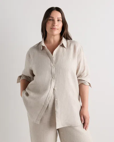 Quince Women's 100% European Linen Long Sleeve Shirt In Brown