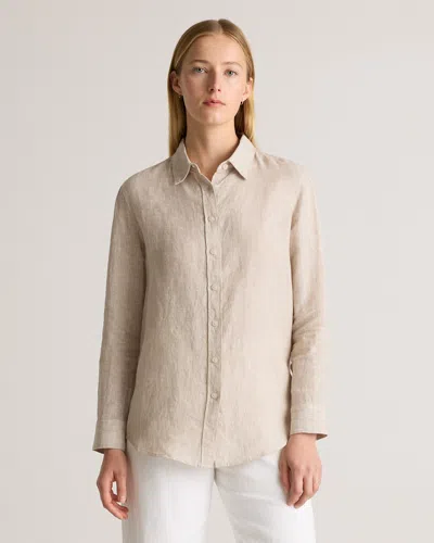 Quince Women's 100% European Linen Long Sleeve Shirt In Flax