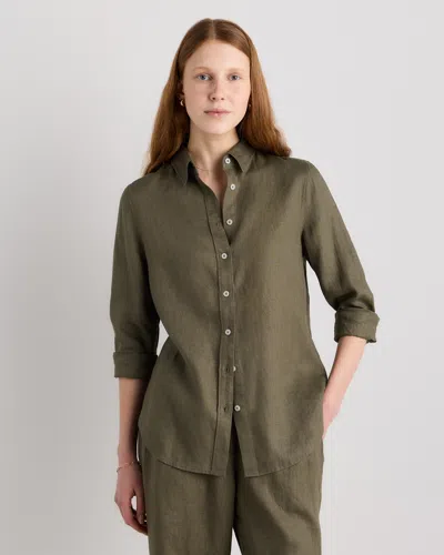 Quince Women's 100% European Linen Long Sleeve Shirt In Green