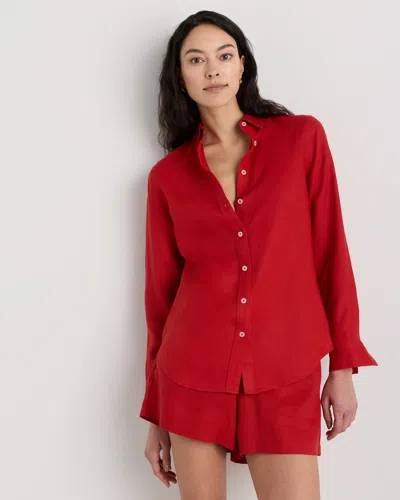 Quince Women's 100% European Linen Long Sleeve Shirt In Red