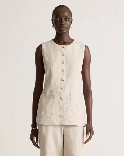Quince Women's 100% European Linen Longline Vest In Flax