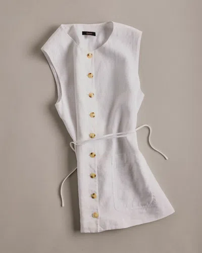 Quince Women's 100% European Linen Longline Vest In White