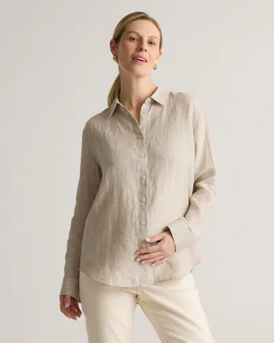 Quince Women's 100% European Linen Maternity Long Sleeve Shirt