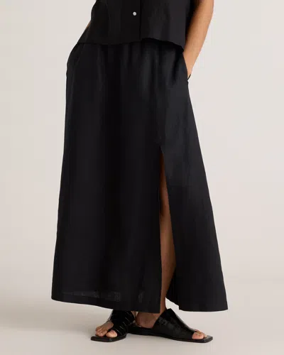 Quince Women's 100% European Linen Maxi Skirt In Black