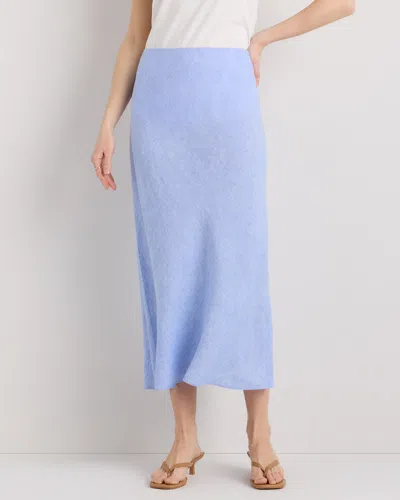 Quince Women's 100% European Linen Midi Slip Skirt In Blue