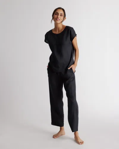 Quince Women's 100% European Linen Pajama Set In Black