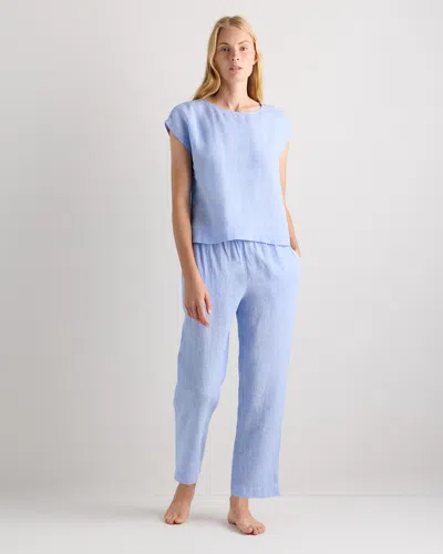 Quince Women's 100% European Linen Pajama Set In Blue