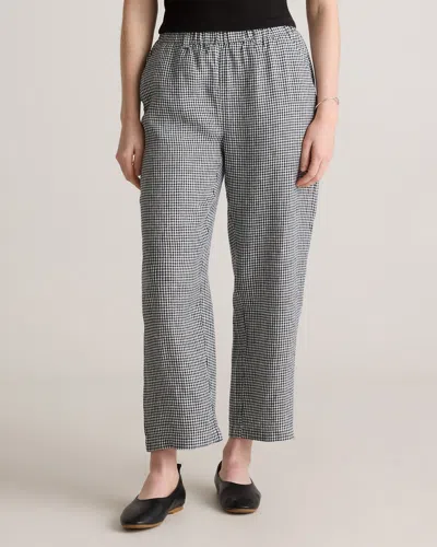 Quince Women's 100% European Linen Pants In Classic Mini Gingham