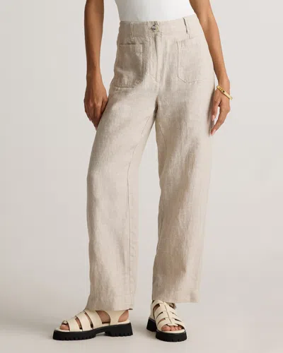 Quince Women's 100% European Linen Patch Pocket Wide Leg Pants In Brown