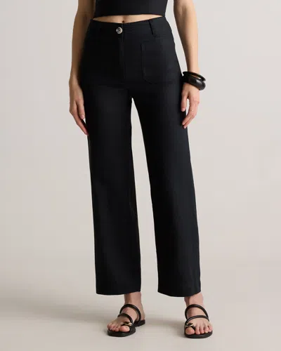 Quince Women's 100% European Linen Patch Pocket Wide Leg Pants In Black