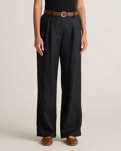 Quince Women's 100% European Linen Pleated Trouser In Black