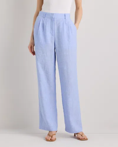 Quince Women's 100% European Linen Pleated Trouser In Blue