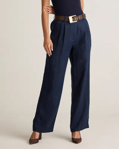 Quince Women's 100% European Linen Pleated Trouser In Deep Navy