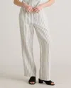 Quince Women's 100% European Linen Pleated Trouser In Oatmeal / Black Stripe