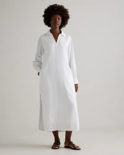 Quince Women's 100% European Linen Popover Maxi Dress In White