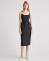 Quince Women's 100% European Linen Scoop Neck Midi Dress In Black