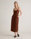 QUINCE WOMEN'S 100% EUROPEAN LINEN SCOOP NECK MIDI DRESS