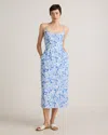 Quince Women's 100% European Linen Scoop Neck Midi Dress In Floral Waterfall
