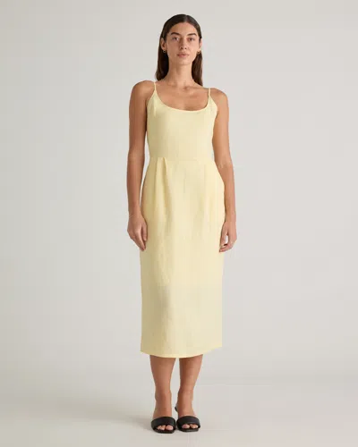 Quince Women's 100% European Linen Scoop Neck Midi Dress In Soft Yellow