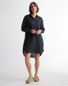 Quince Women's 100% European Linen Shirt Dress In Black