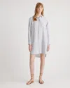 Quince Women's 100% European Linen Shirt Dress In Blue Pinstripe