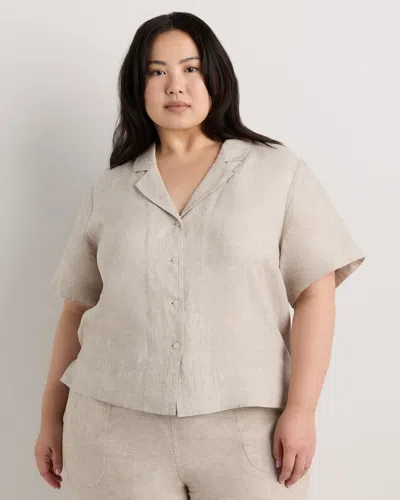 Quince Women's 100% European Linen Short Sleeve Shirt In Brown