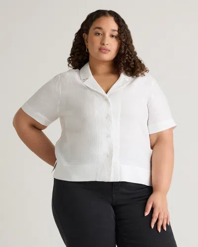 Quince Women's 100% European Linen Short Sleeve Shirt In White