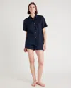 Quince Women's 100% European Linen Shorts Pajama Set In Deep Navy