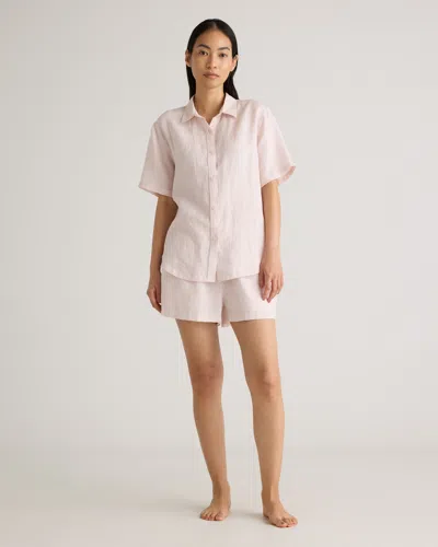 Quince Women's 100% European Linen Shorts Pajama Set In Pale Pink