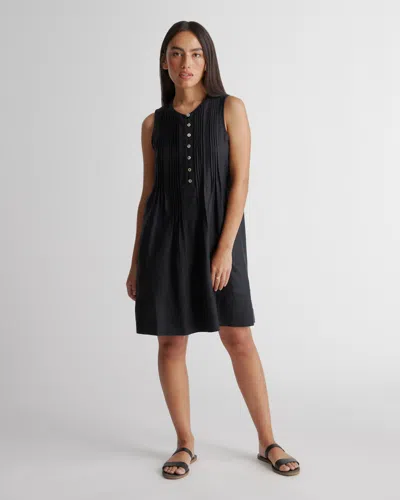Quince Women's 100% European Linen Sleeveless Swing Dress In Black
