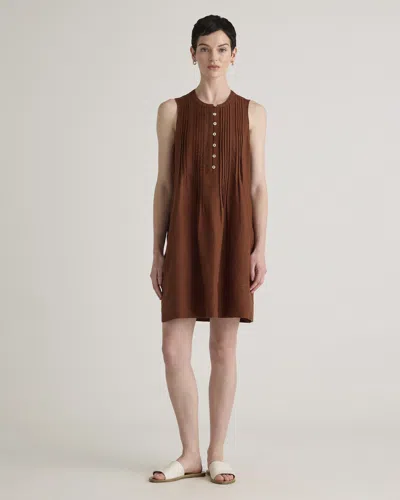 Quince Women's 100% European Linen Sleeveless Swing Dress In Brown