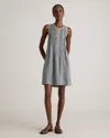Quince Women's 100% European Linen Sleeveless Swing Dress In Classic Mini Gingham