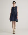 Quince Women's 100% European Linen Sleeveless Swing Dress In Deep Navy