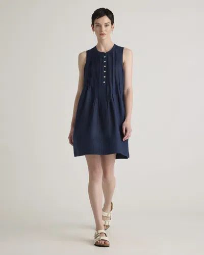 Quince Women's 100% European Linen Sleeveless Swing Dress In Deep Navy