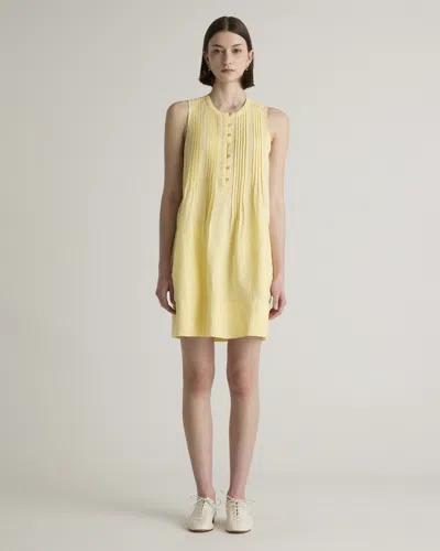 Quince Women's 100% European Linen Sleeveless Swing Dress In Soft Yellow