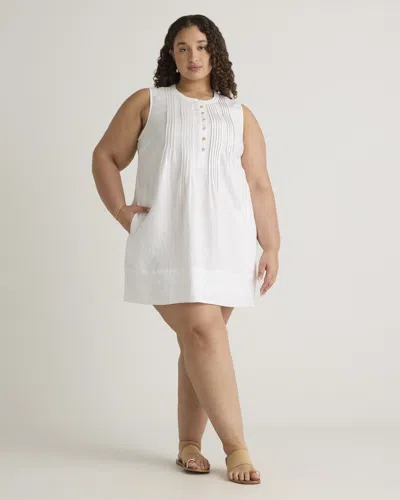 Quince Women's 100% European Linen Sleeveless Swing Dress In White