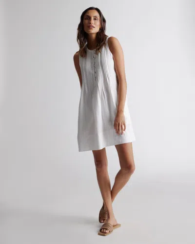Quince Women's 100% European Linen Sleeveless Swing Dress In White