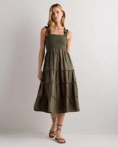 Quince Women's 100% European Linen Smocked Midi Dress