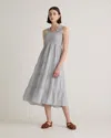 QUINCE WOMEN'S 100% EUROPEAN LINEN SMOCKED MIDI DRESS