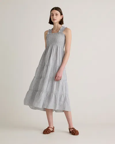 Quince Women's 100% European Linen Smocked Midi Dress In Gray