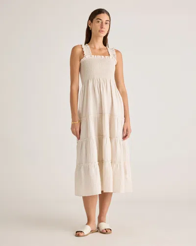 Quince Women's 100% European Linen Smocked Midi Dress In Sand
