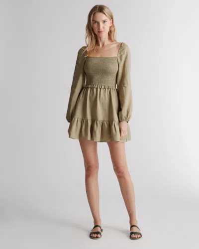 Quince Women's 100% European Linen Smocked Mini Dress