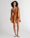 QUINCE WOMEN'S 100% EUROPEAN LINEN SMOCKED MINI DRESS