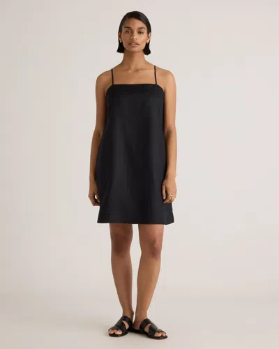 Quince Women's 100% European Linen Spaghetti Strap Mini Dress In Black