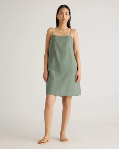 Quince Women's 100% European Linen Spaghetti Strap Mini Dress In Green