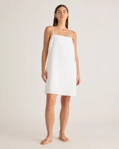 Quince Women's 100% European Linen Spaghetti Strap Mini Dress In White