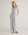 QUINCE WOMEN'S 100% EUROPEAN LINEN SQUARE NECK JUMPSUIT