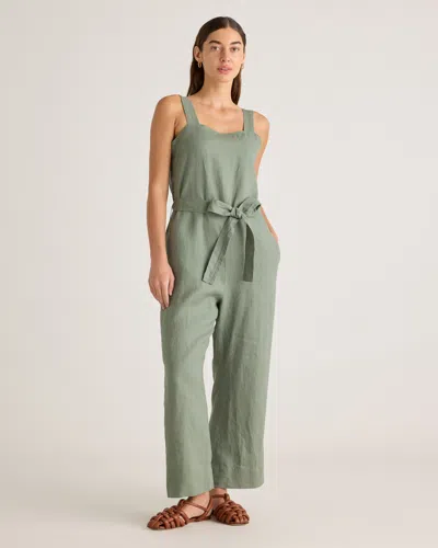 Quince Women's 100% European Linen Square Neck Jumpsuit In Light Cargo