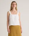 Quince Women's 100% European Linen Square Neck Tank Top In White