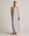 Quince Women's 100% European Linen Strapless Maxi Dress In Blue Pinstripe